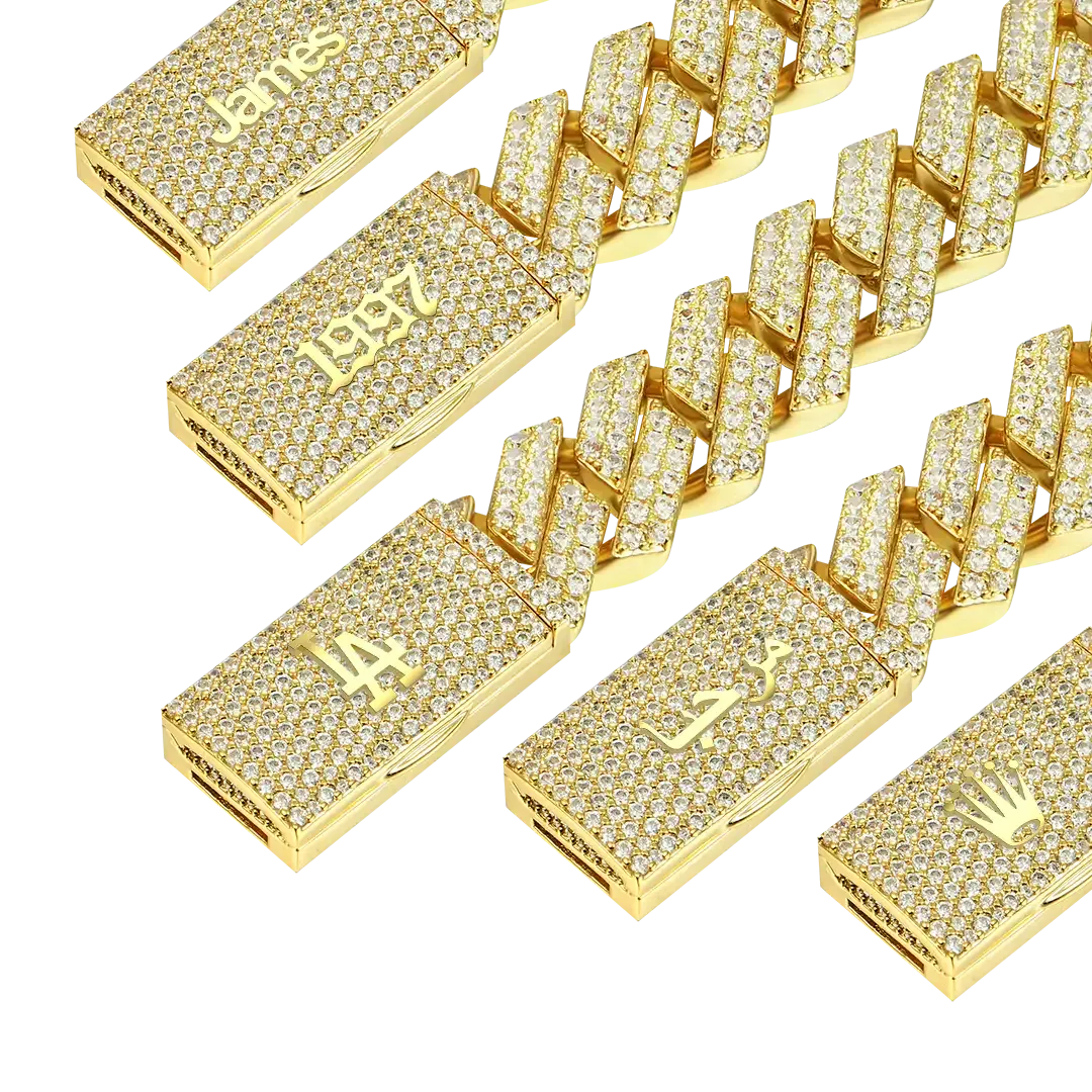 Custom Round Cut Prong Cuban Link Name Bracelet