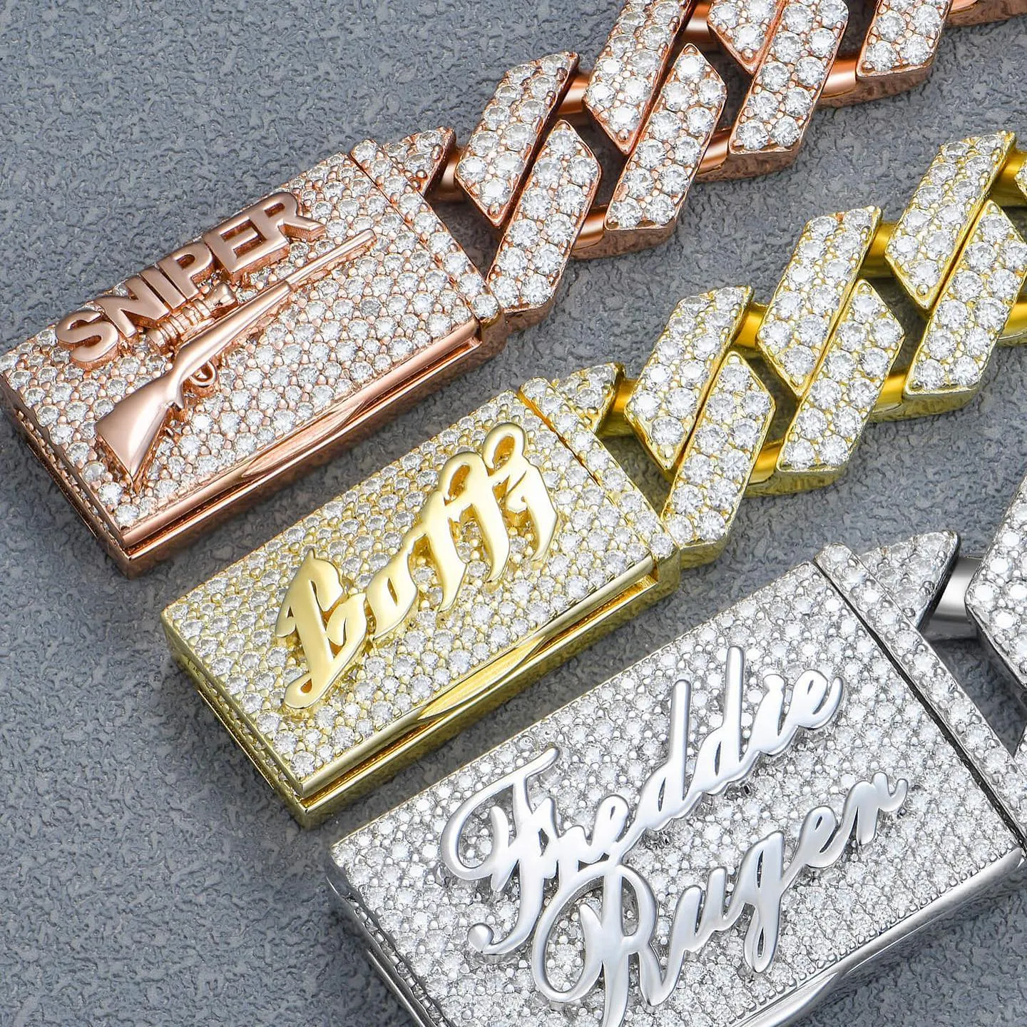 Custom Round Cut Prong Cuban Link Name Bracelet