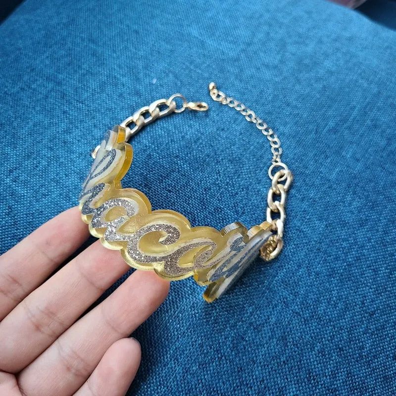 Customize Unique Cuban Chain Custom Name Bracelet bangle ring set