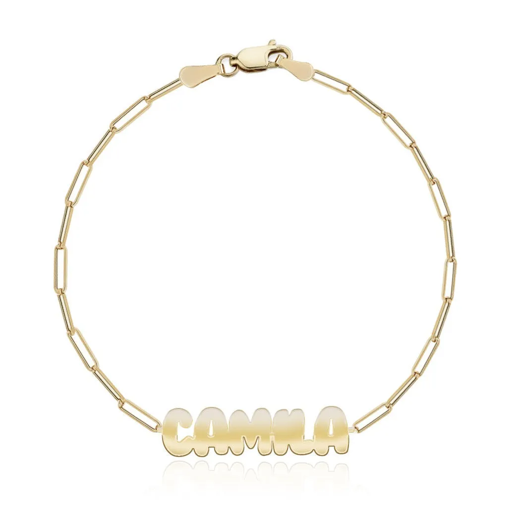 Cutout Name Paperclip Bracelet