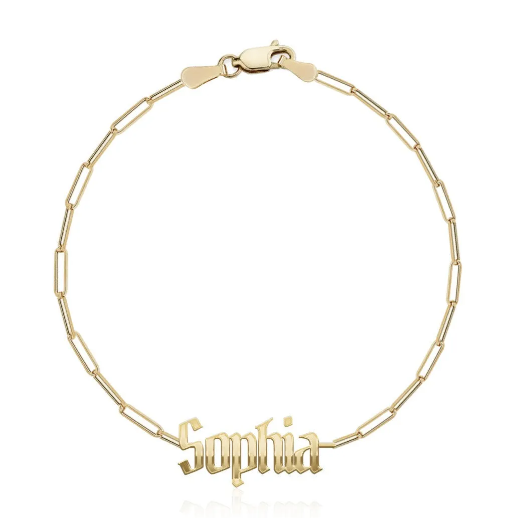 Cutout Name Paperclip Bracelet