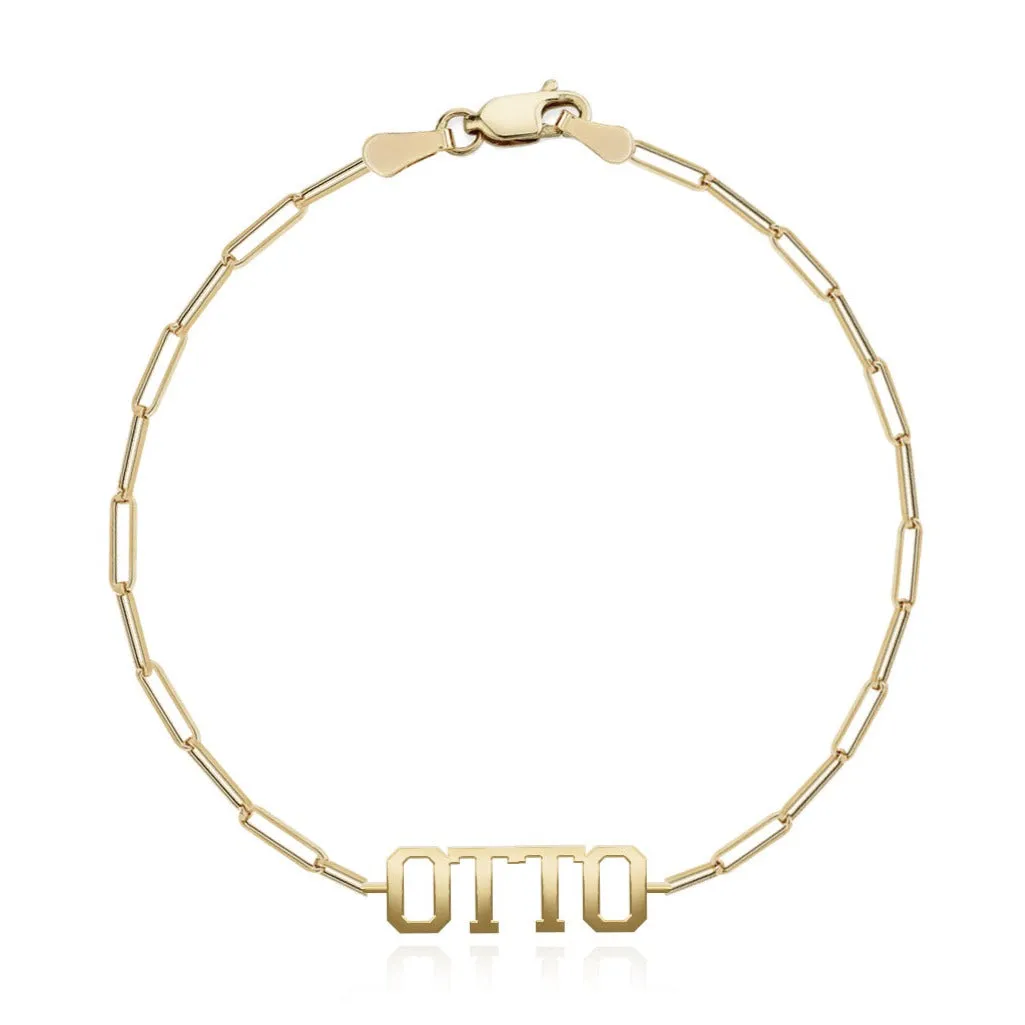 Cutout Name Paperclip Bracelet