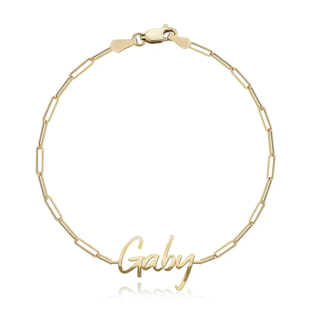 Cutout Name Paperclip Bracelet