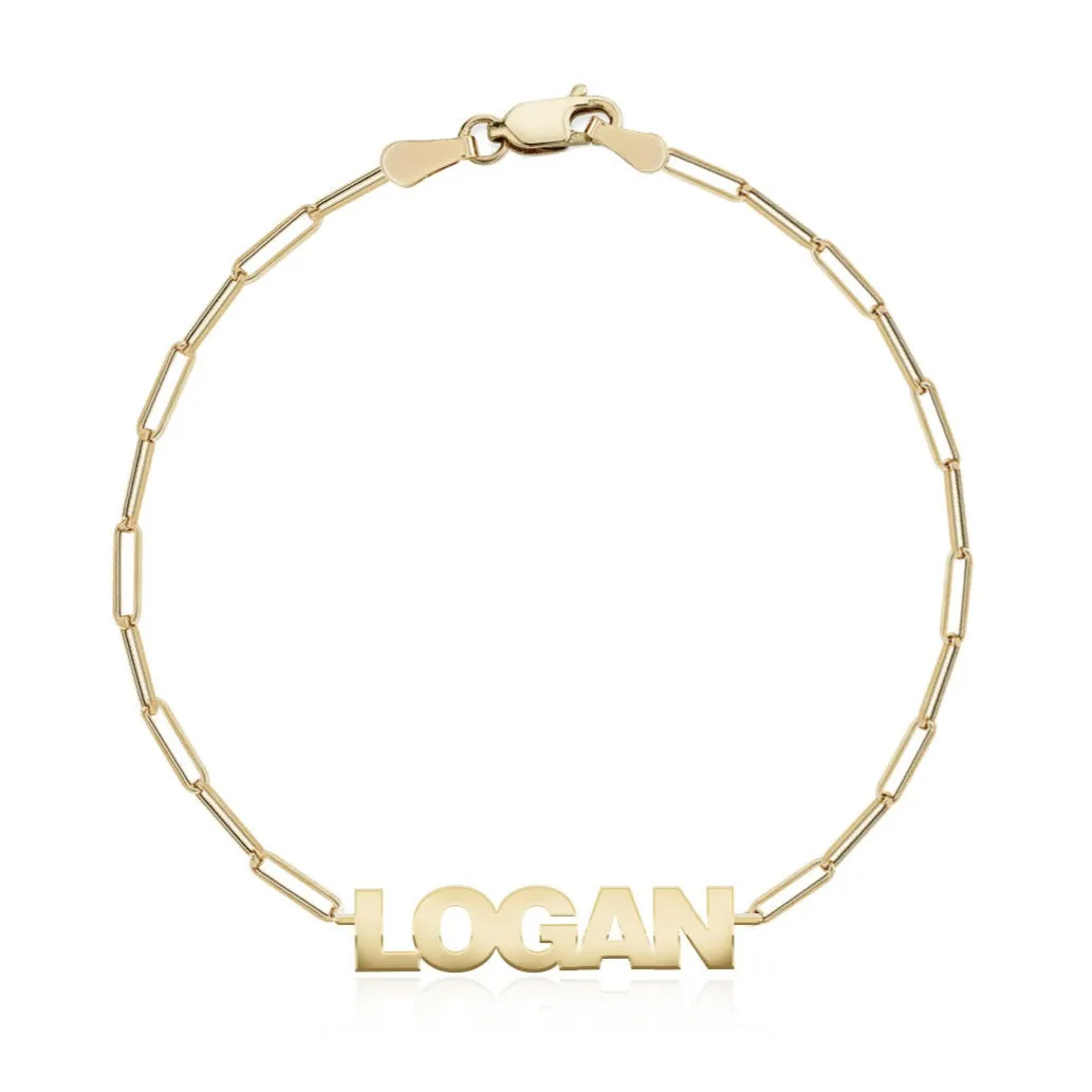 Cutout Name Paperclip Bracelet