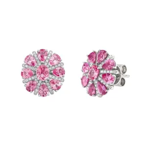 Dahlia Pink Sapphire Stud Earrings