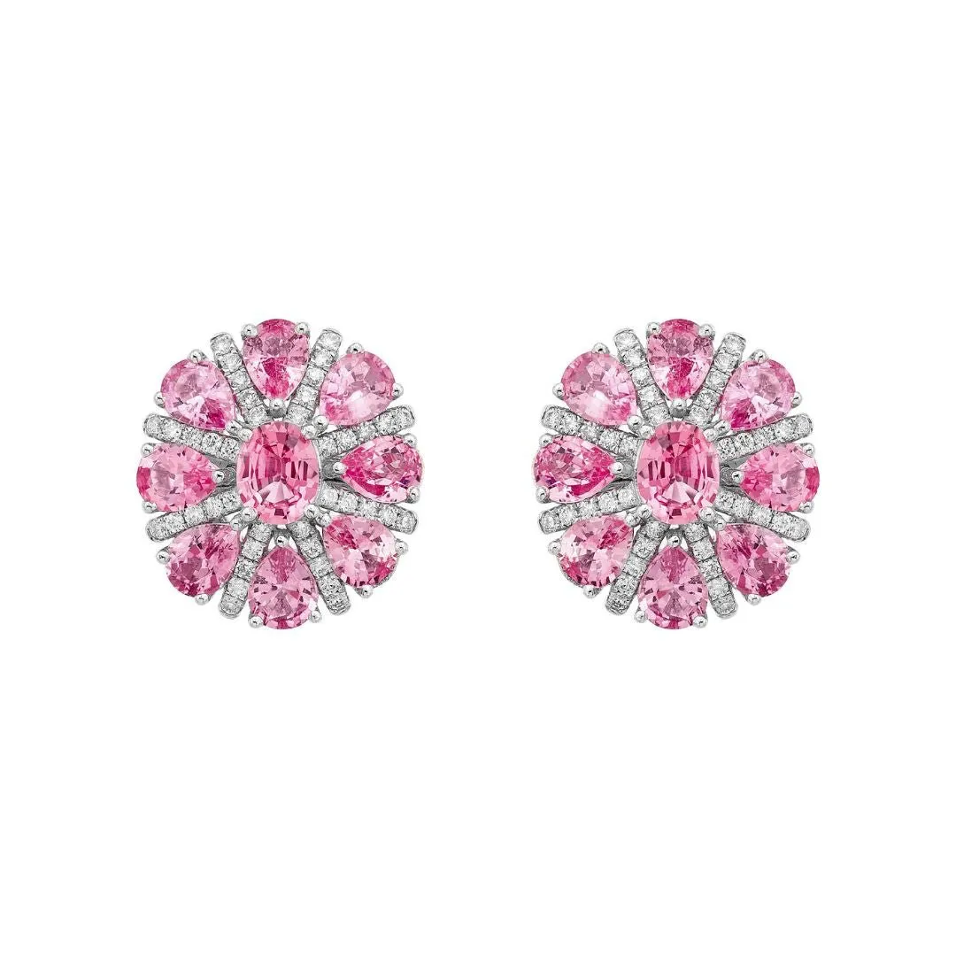 Dahlia Pink Sapphire Stud Earrings