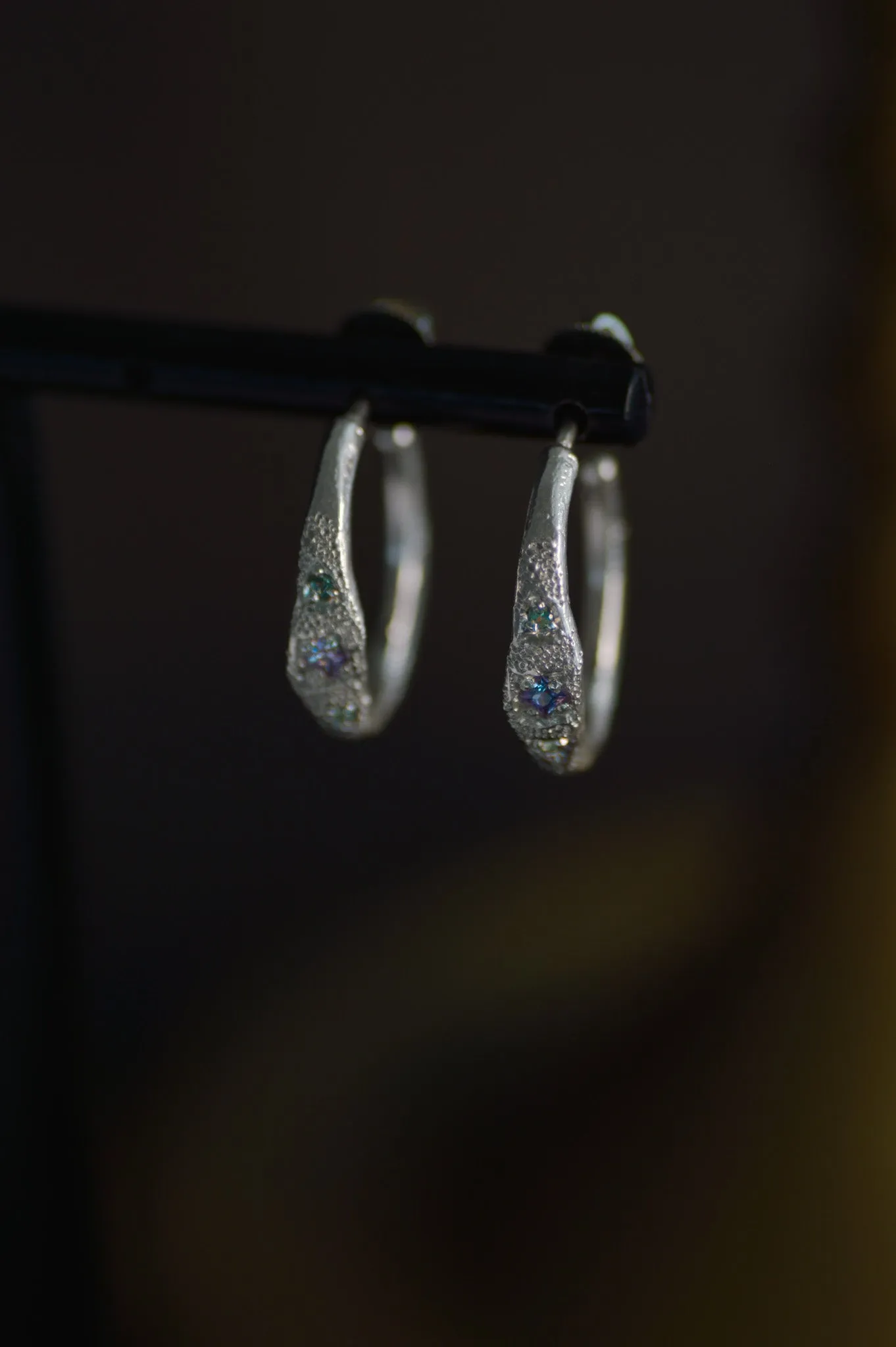 Dancer Sapphire Silver Hoop Earrings 1141-3