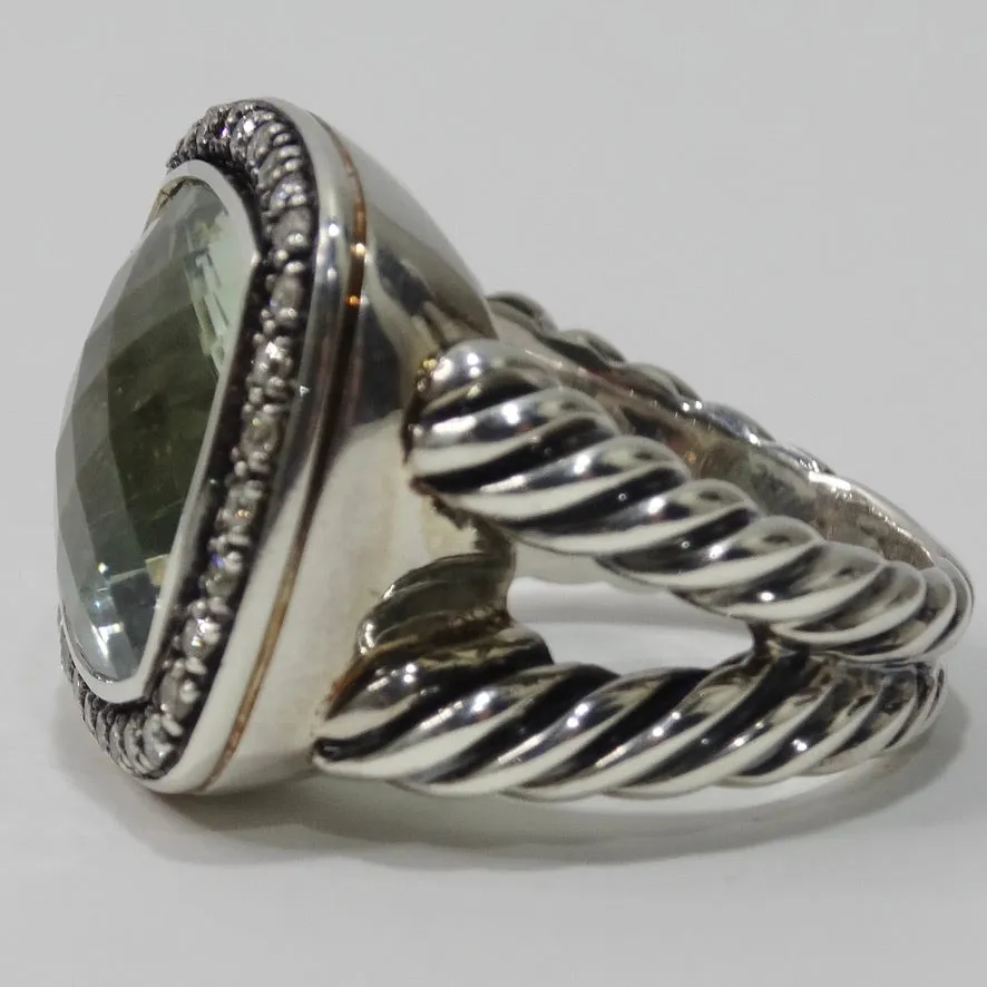 David Yurman Albion Ring with Prasiolite and Diamonds