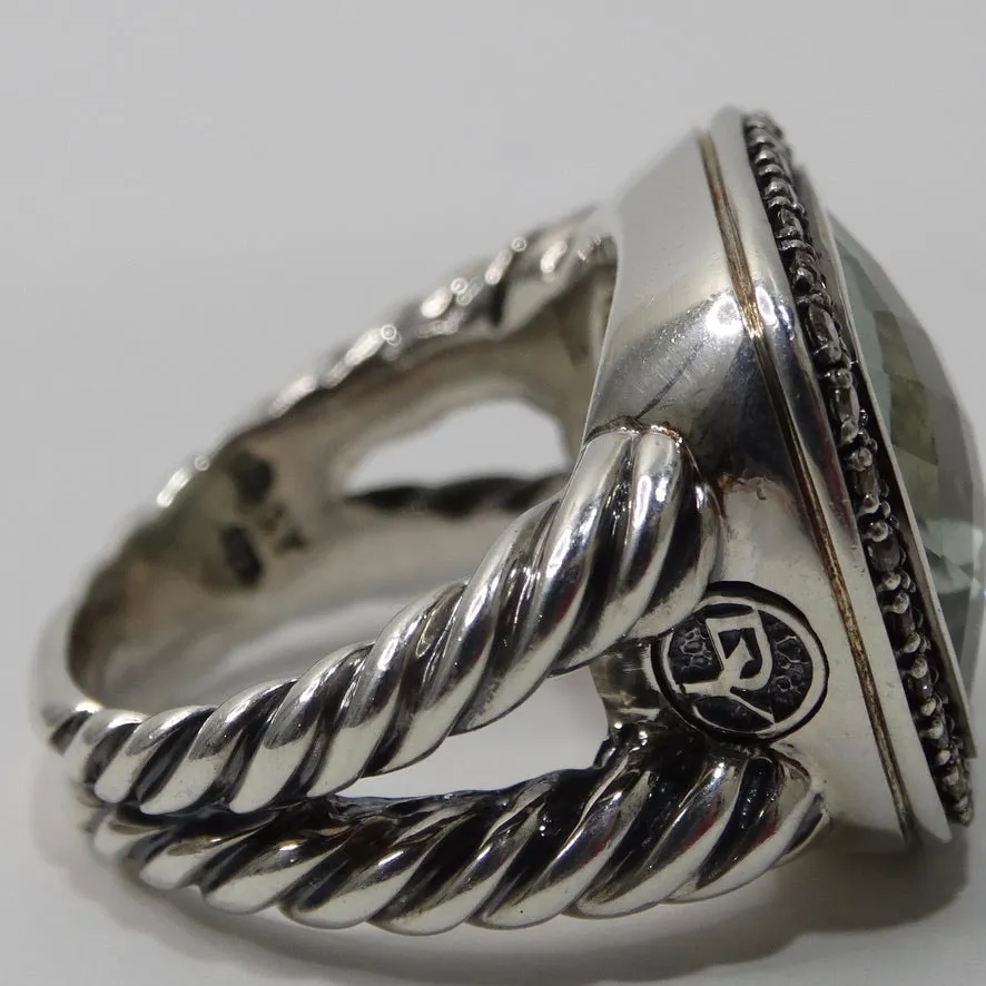 David Yurman Albion Ring with Prasiolite and Diamonds