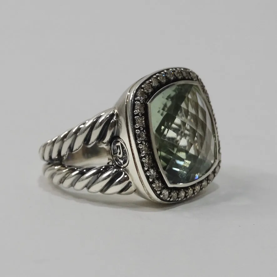 David Yurman Albion Ring with Prasiolite and Diamonds
