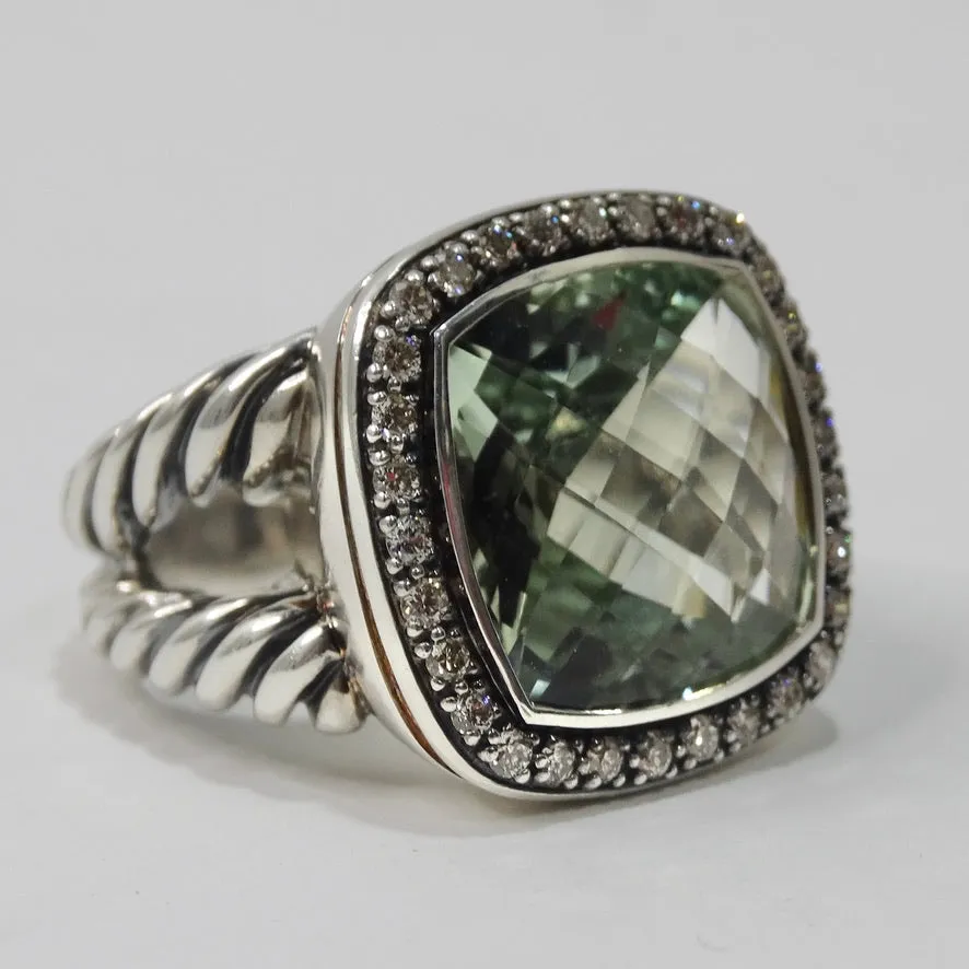 David Yurman Albion Ring with Prasiolite and Diamonds