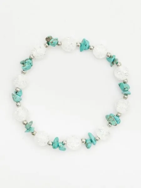 DEC Birthstone Turquoise x Cracked Crystal Bracelet
