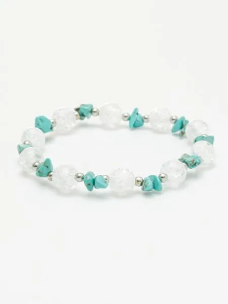 DEC Birthstone Turquoise x Cracked Crystal Bracelet