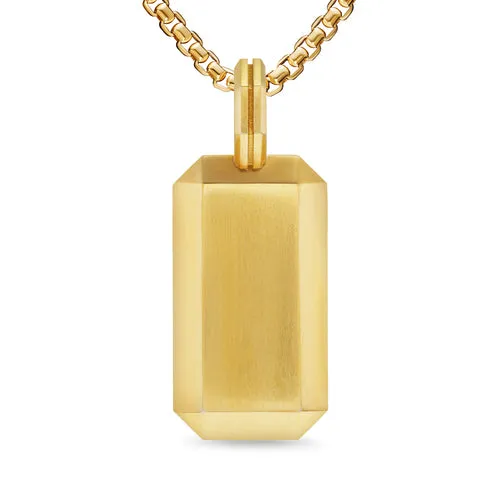 Deco Tag in 18K Yellow Gold with Diamonds, 27mm