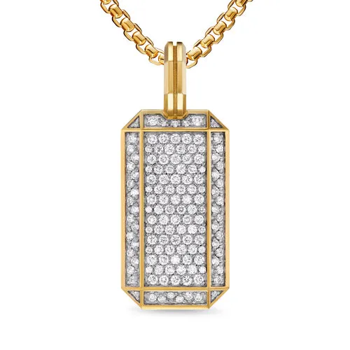 Deco Tag in 18K Yellow Gold with Diamonds, 27mm