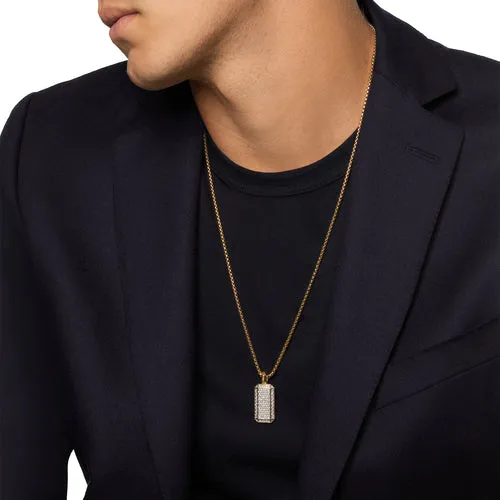 Deco Tag in 18K Yellow Gold with Diamonds, 27mm