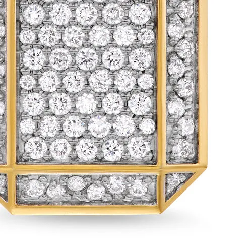 Deco Tag in 18K Yellow Gold with Diamonds, 27mm