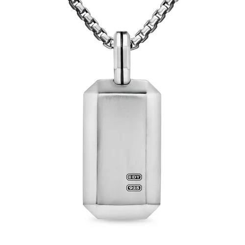 Deco Tag in Sterling Silver with Black Diamonds, 27mm