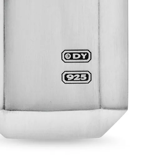 Deco Tag in Sterling Silver with Black Diamonds, 27mm
