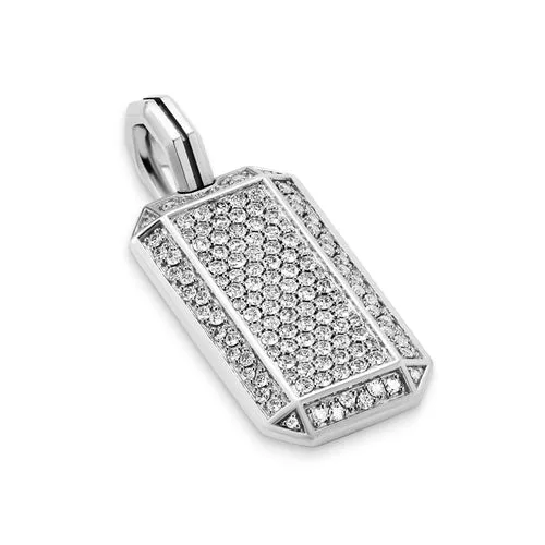Deco Tag in Sterling Silver with Diamonds, 27mm