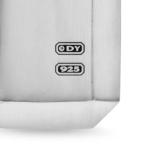 Deco Tag in Sterling Silver with Diamonds, 27mm