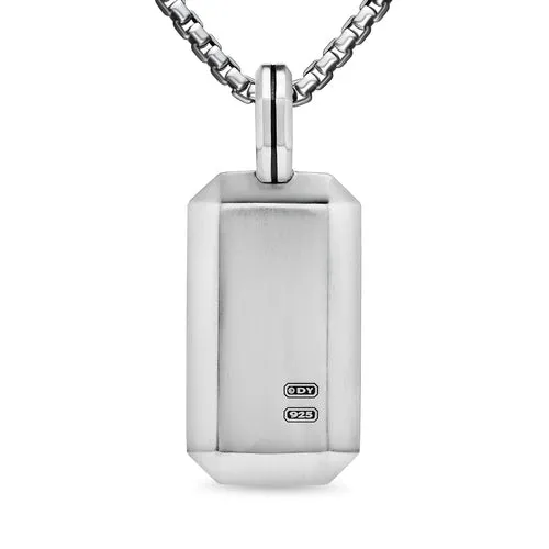 Deco Tag in Sterling Silver with Diamonds, 27mm