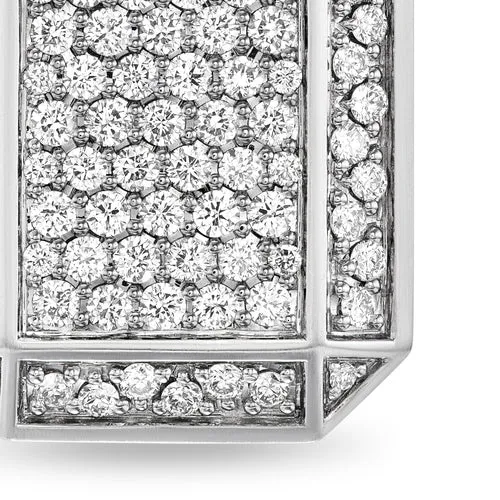 Deco Tag in Sterling Silver with Diamonds, 27mm