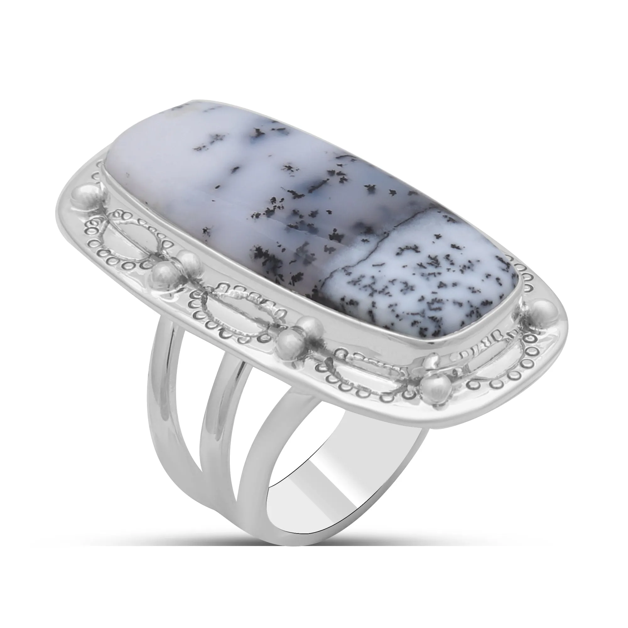 Dendritic Opal Silver Rings