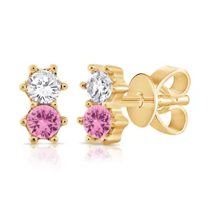 Diamond & Sapphire Duo Stud Earring