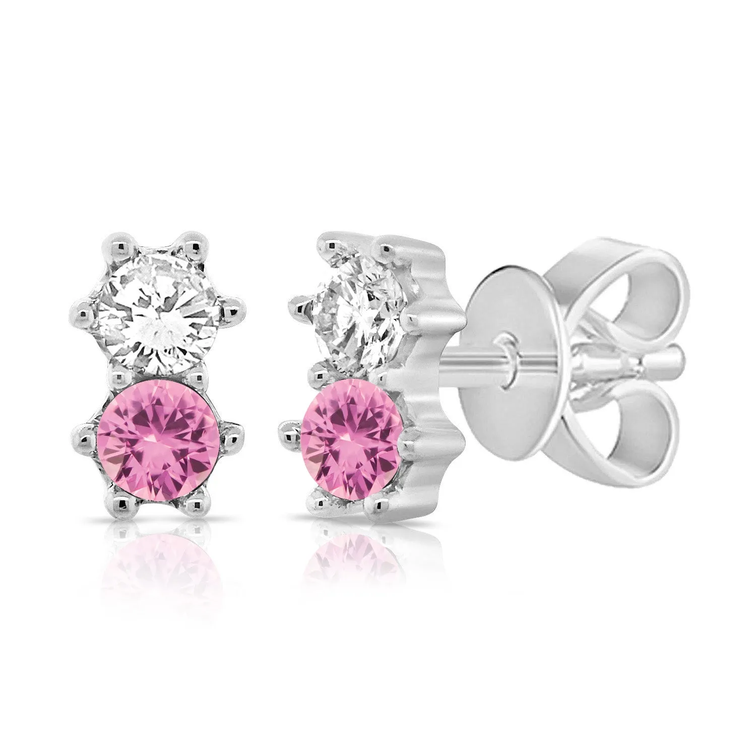 Diamond & Sapphire Duo Stud Earring