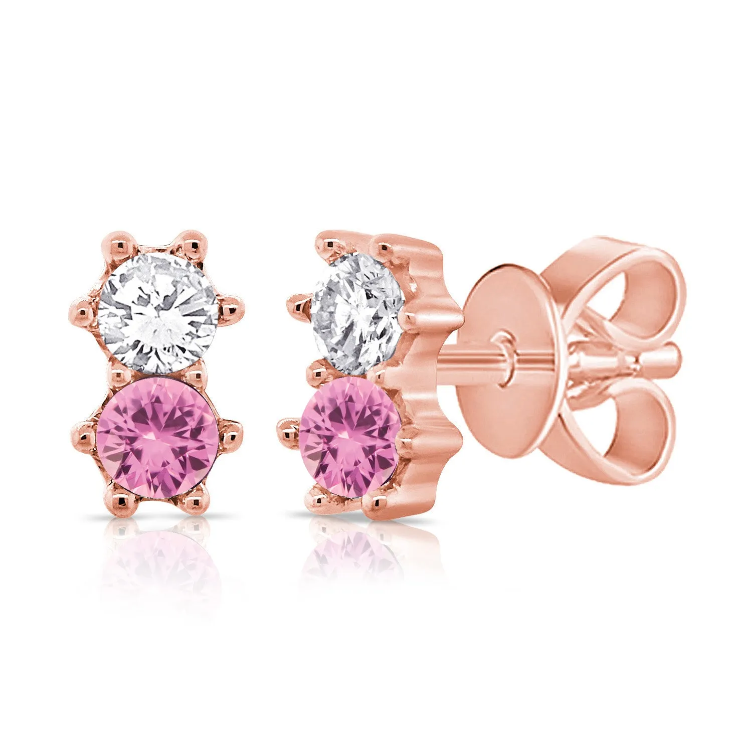 Diamond & Sapphire Duo Stud Earring
