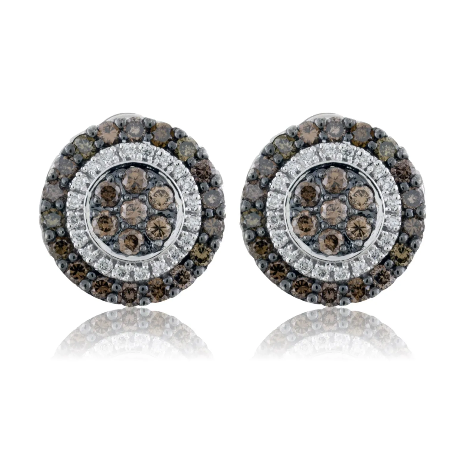 Diamond and Cognac Diamond Stud Earrings