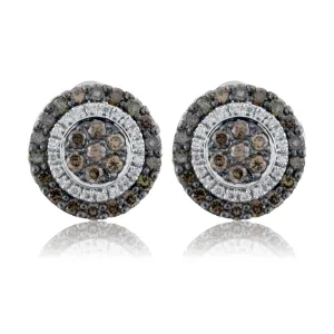 Diamond and Cognac Diamond Stud Earrings
