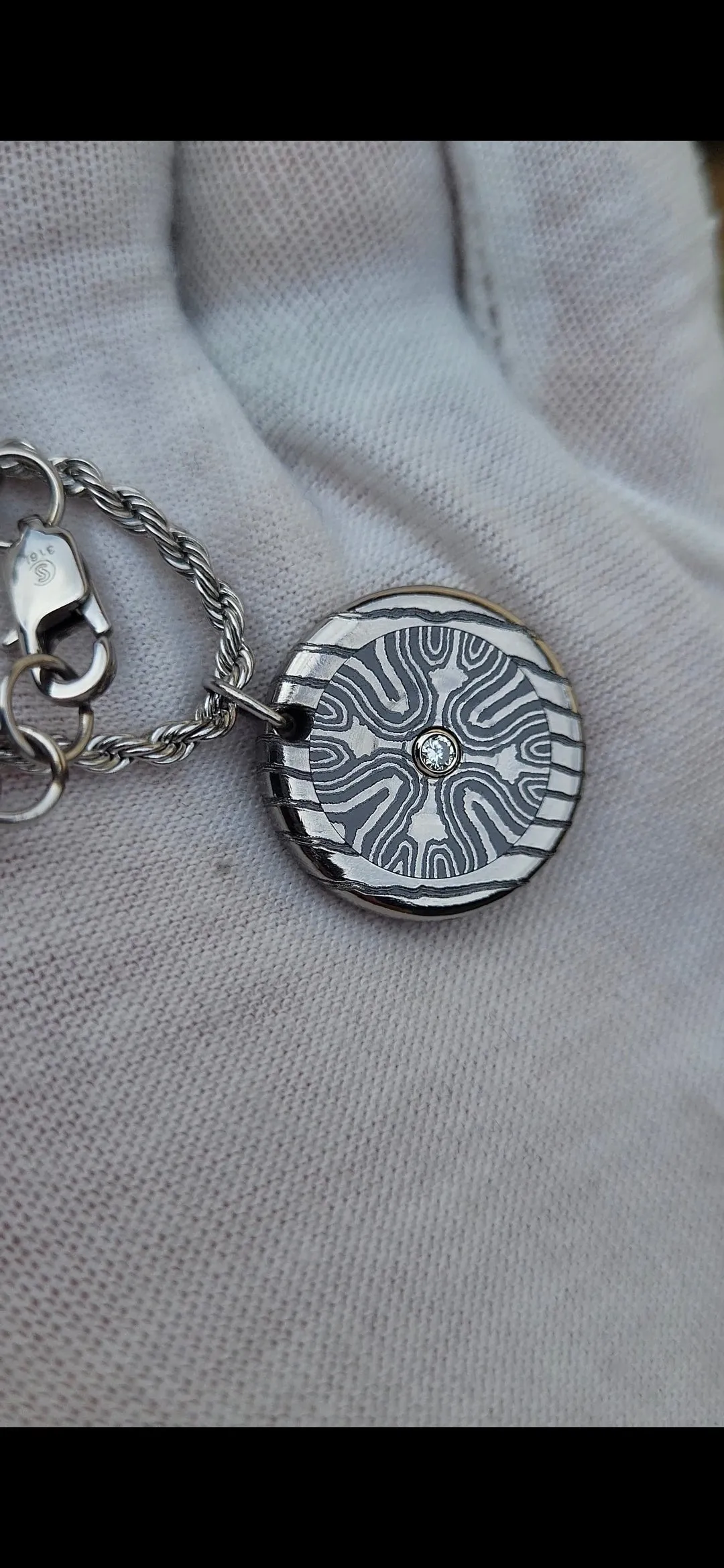 Diamond and Timascus pendant, Niobium Zirconium diamond necklace