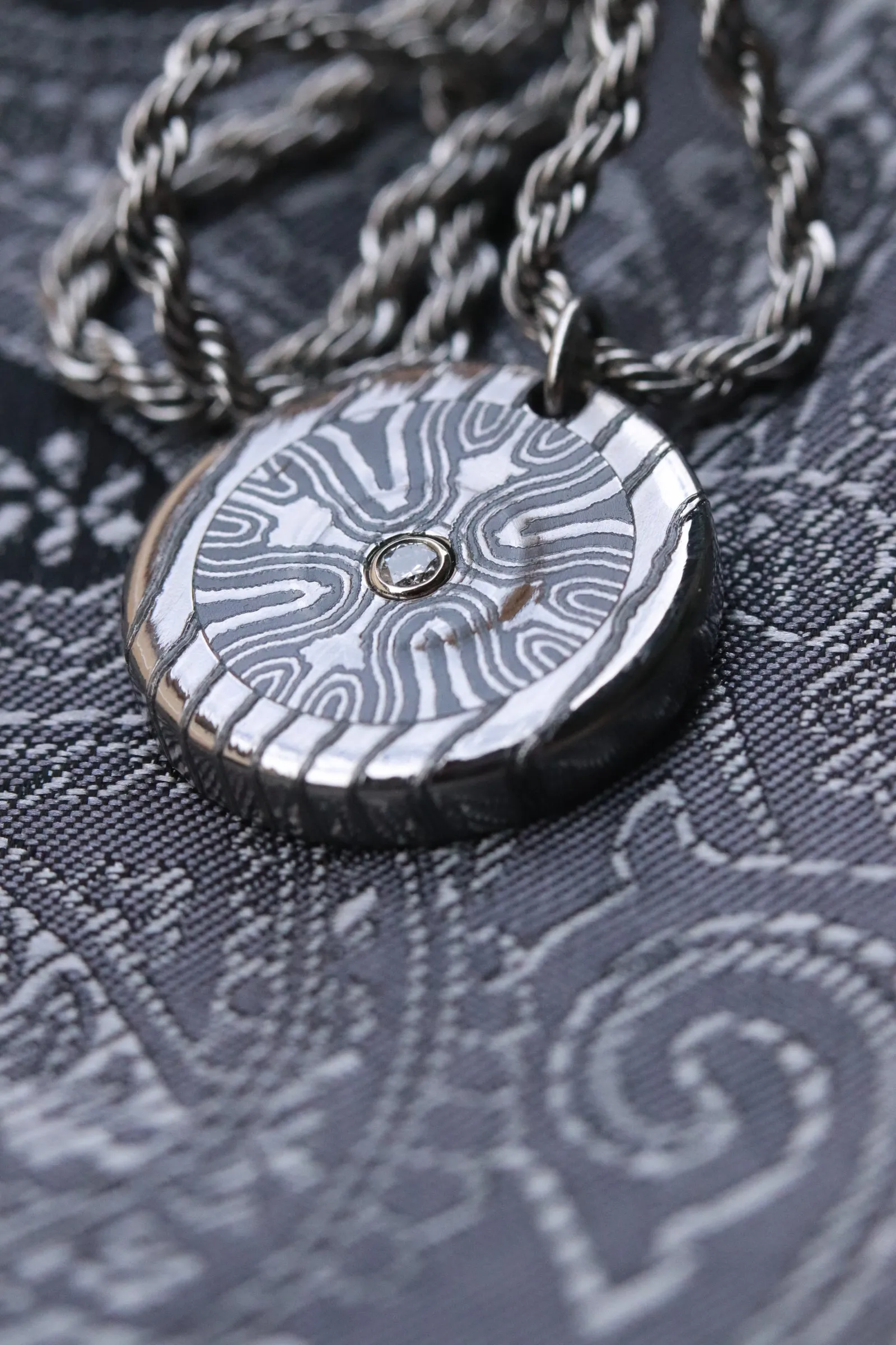 Diamond and Timascus pendant, Niobium Zirconium diamond necklace