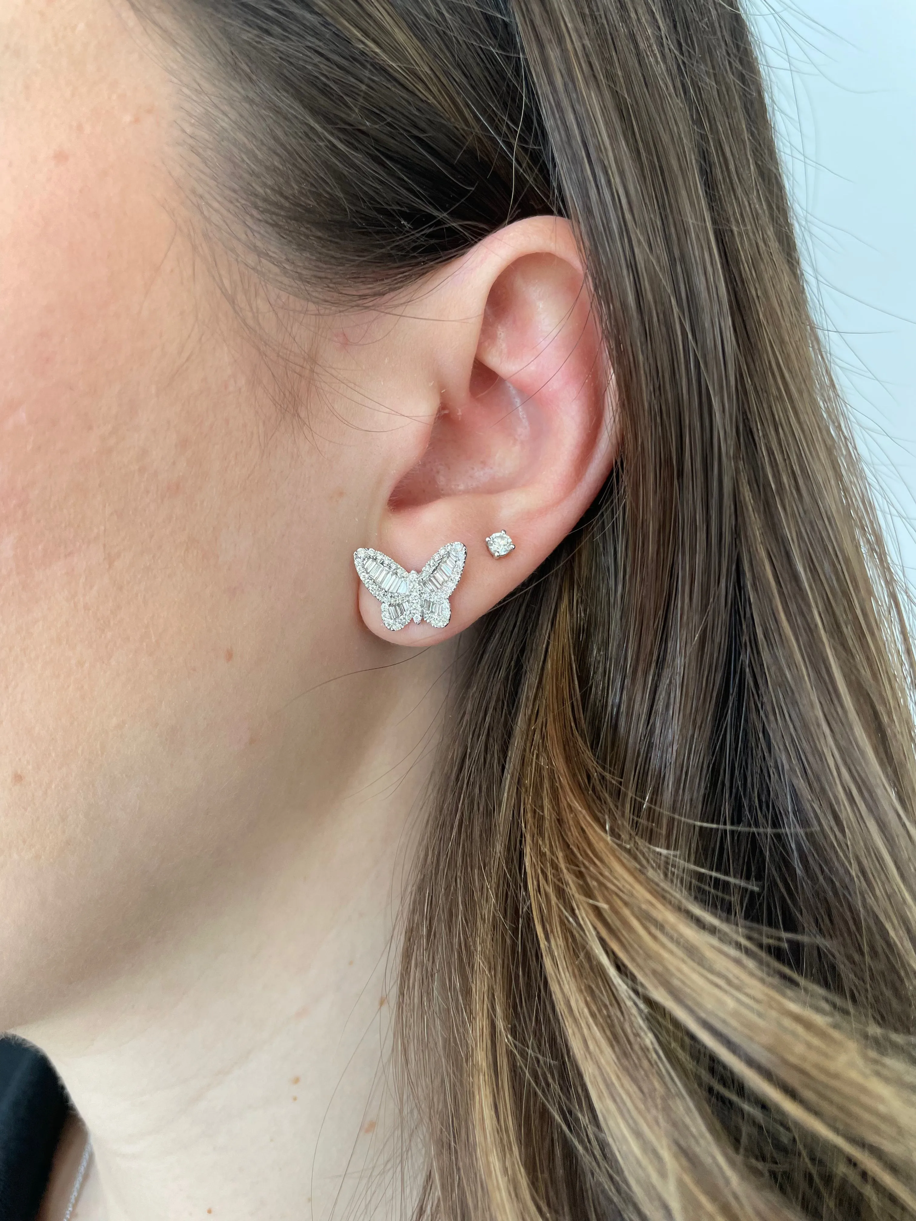 Diamond Baguette Butterfly Earrings