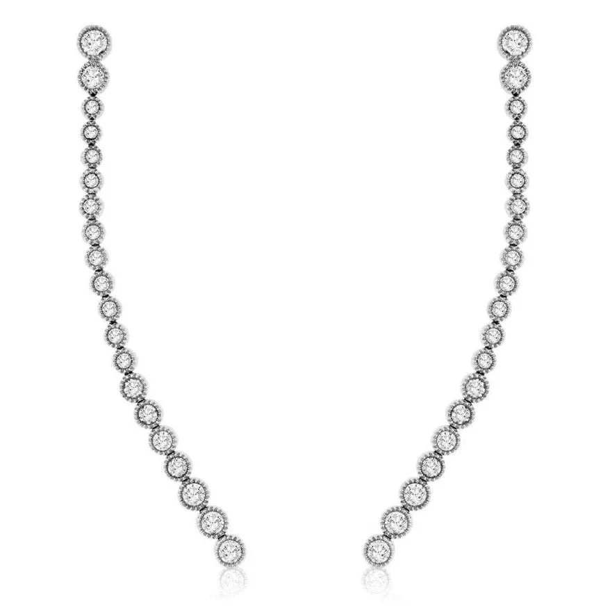 Diamond Bezel Milgrain Style Dangle Earrings