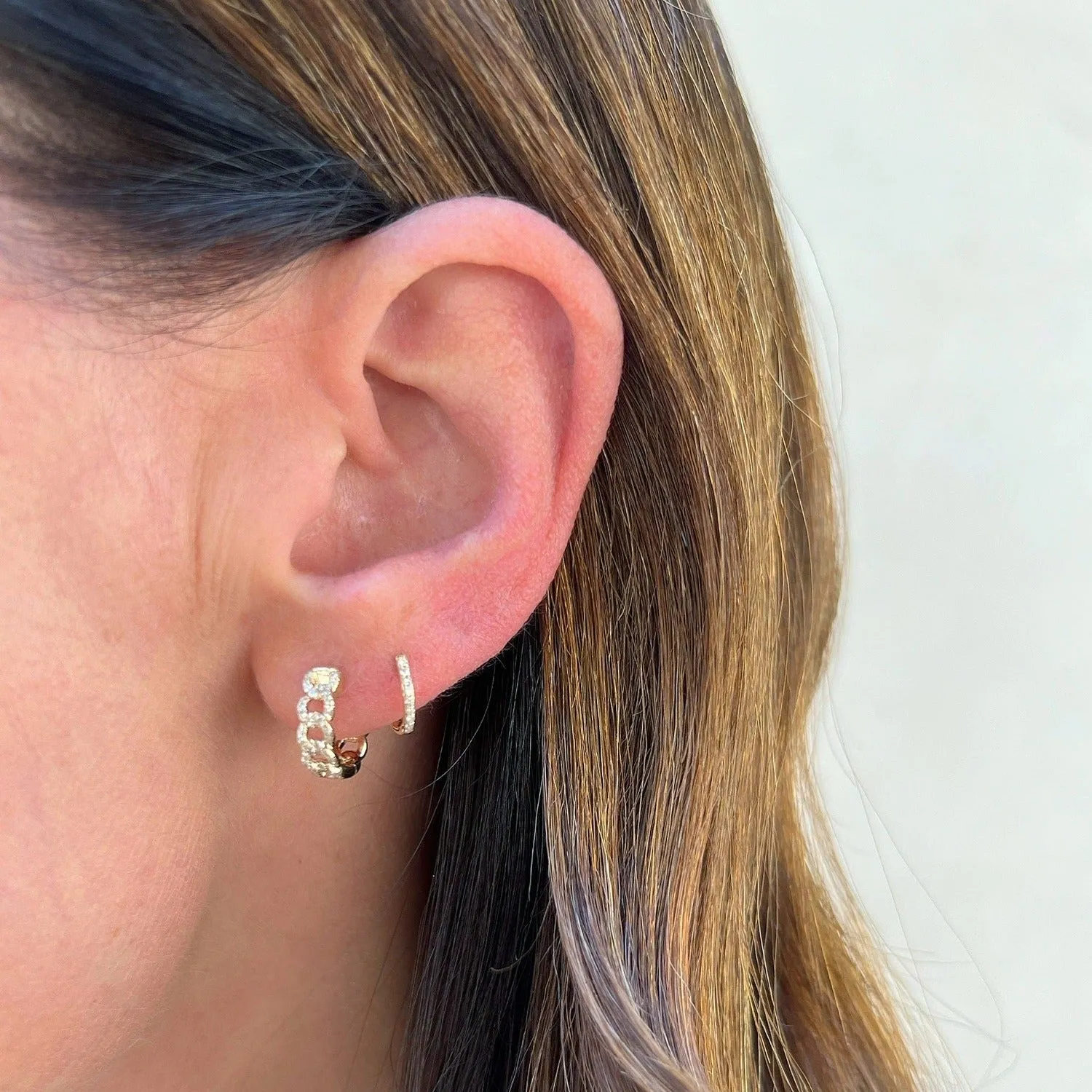 Diamond Curb Chain Huggie Earring