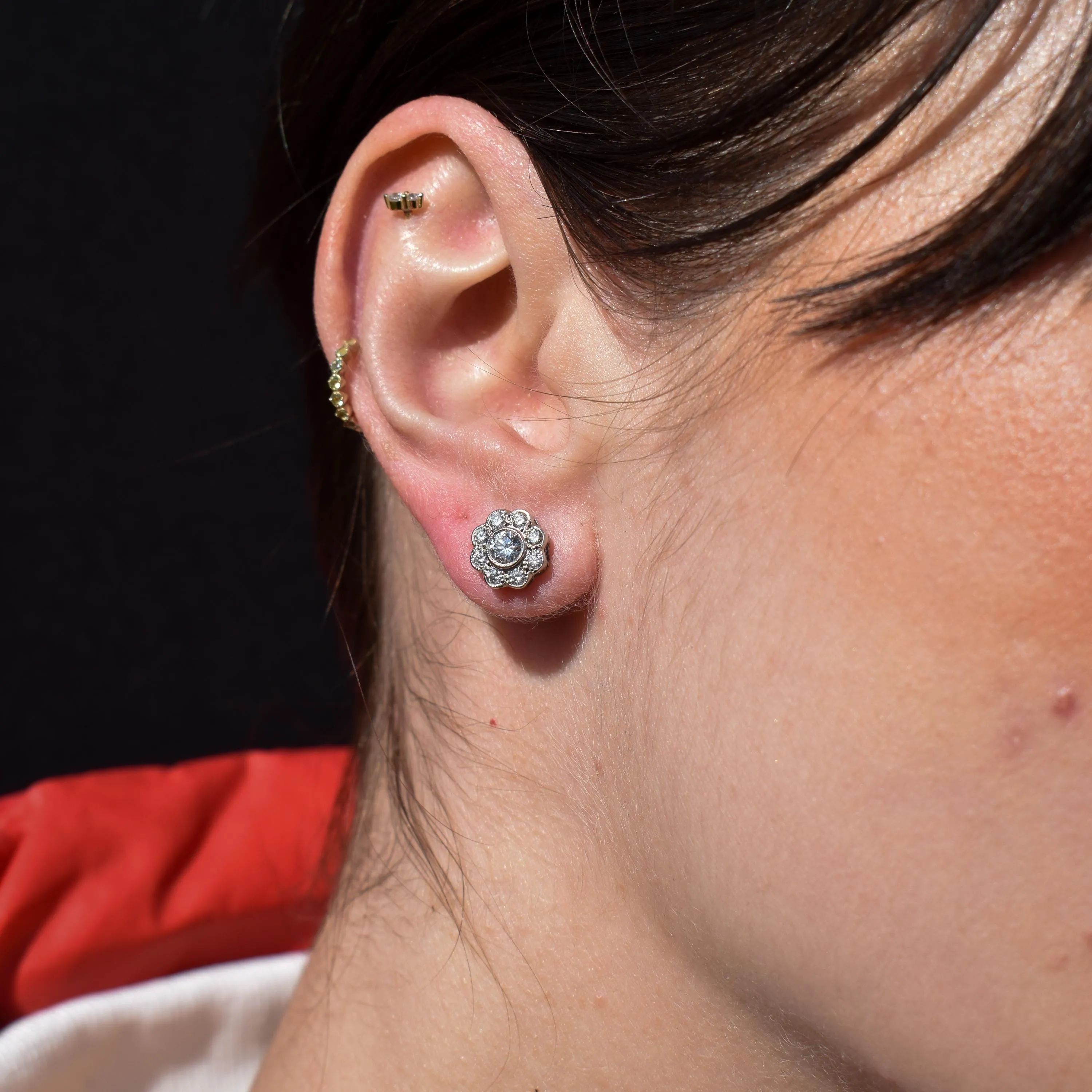 Diamond Daisy 18ct White Gold Flower Cluster Stud Earrings