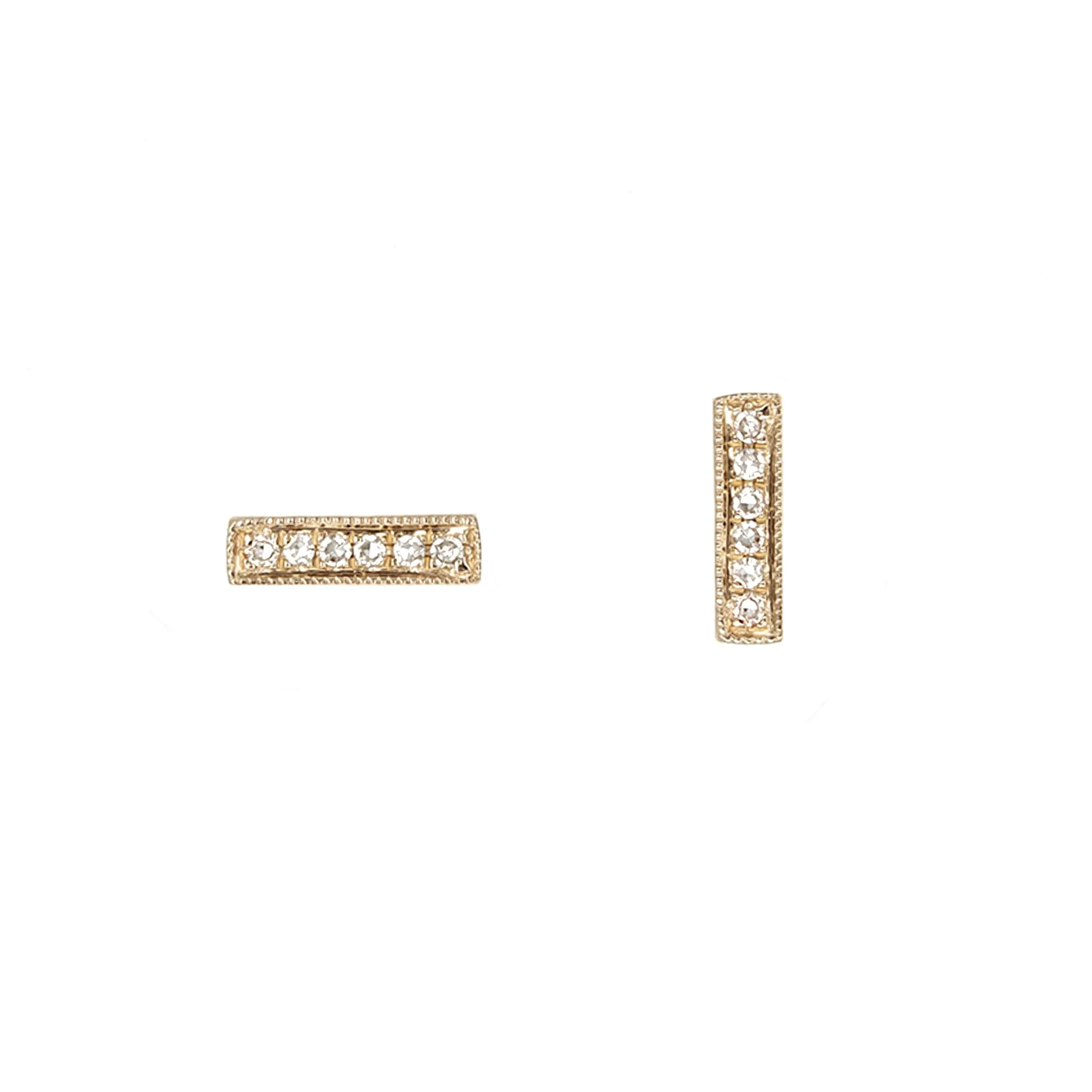 Diamond Gold Bar Stud Earrings