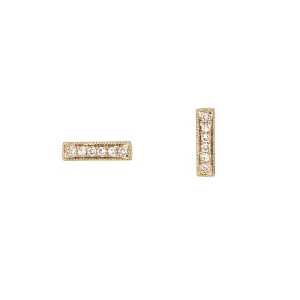 Diamond Gold Bar Stud Earrings