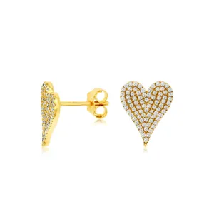 Diamond Heart Design Stud Earrings