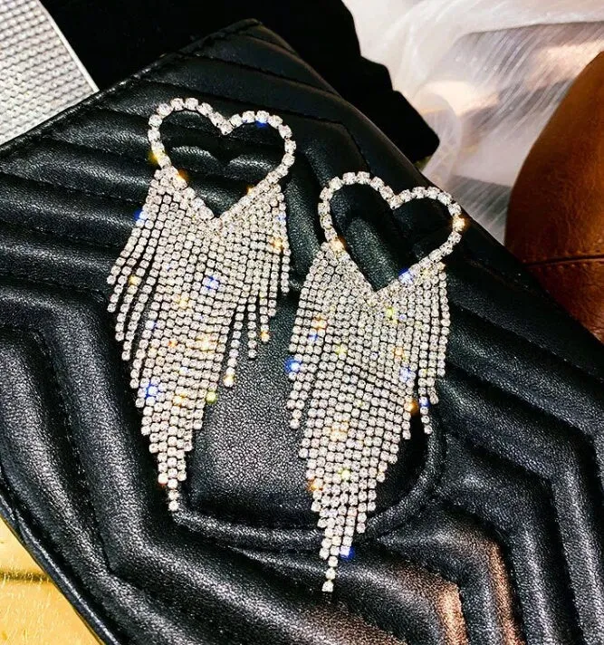Diamond Heart Earrings | Heart Earrings | Womens Earrings | Heart earrings with Diamonds | Iced Out Earrings | Diamond Hoop Earrings