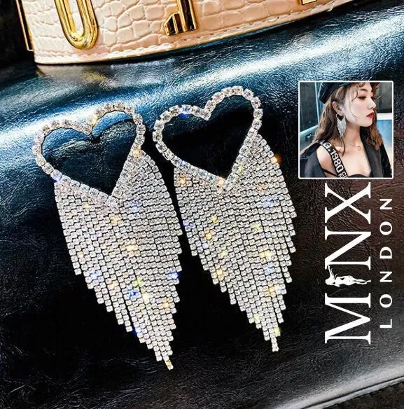 Diamond Heart Earrings | Heart Earrings | Womens Earrings | Heart earrings with Diamonds | Iced Out Earrings | Diamond Hoop Earrings