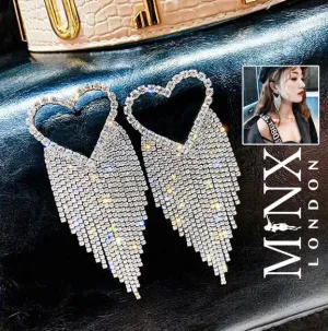 Diamond Heart Earrings | Heart Earrings | Womens Earrings | Heart earrings with Diamonds | Iced Out Earrings | Diamond Hoop Earrings