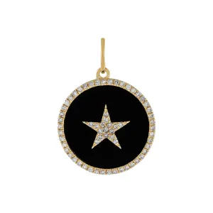 Diamond Onyx Star Charm 14K