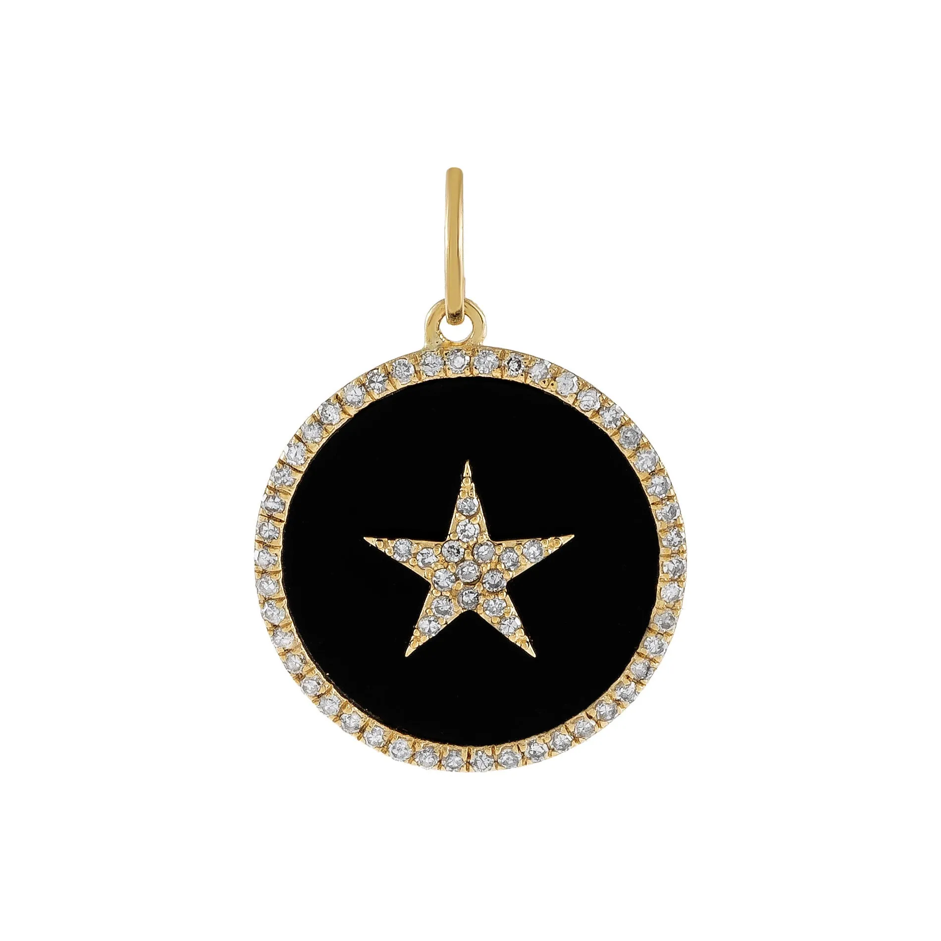 Diamond Onyx Star Charm 14K