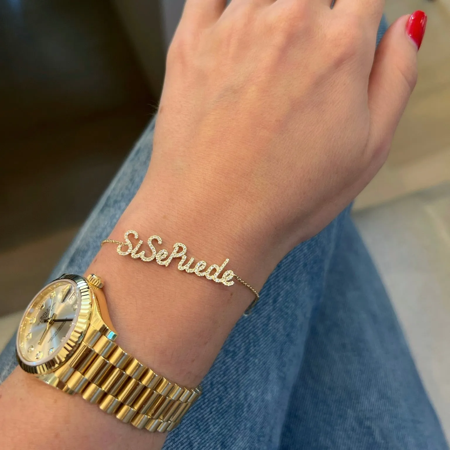 Diamond Script Name Bracelet