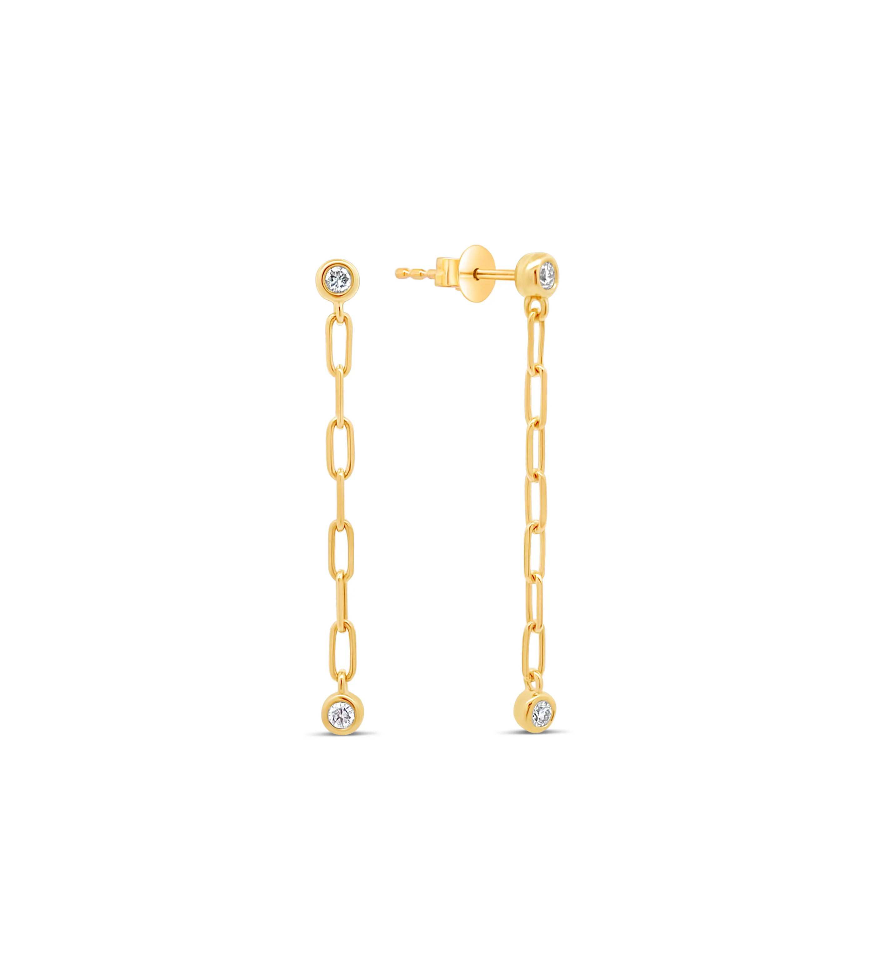 Diamond Solitaire Paperclip Chain Earring