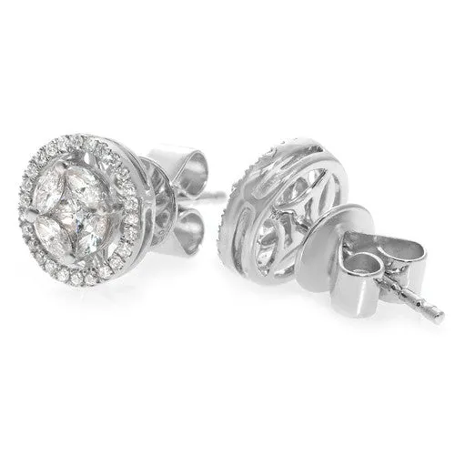 Diamond Stud Earrings, 18K White Gold